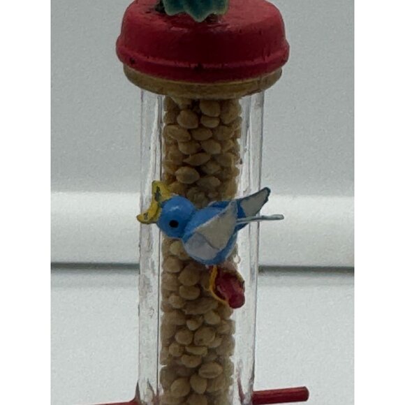 Vintage Miniature Bird Feeder Christmas Ornament with Blue Bird - Picture 3 of 5